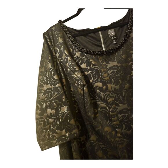 JAX Black Matte Floral Beaded Accent Dress - Size 24W - Picture 6 of 11